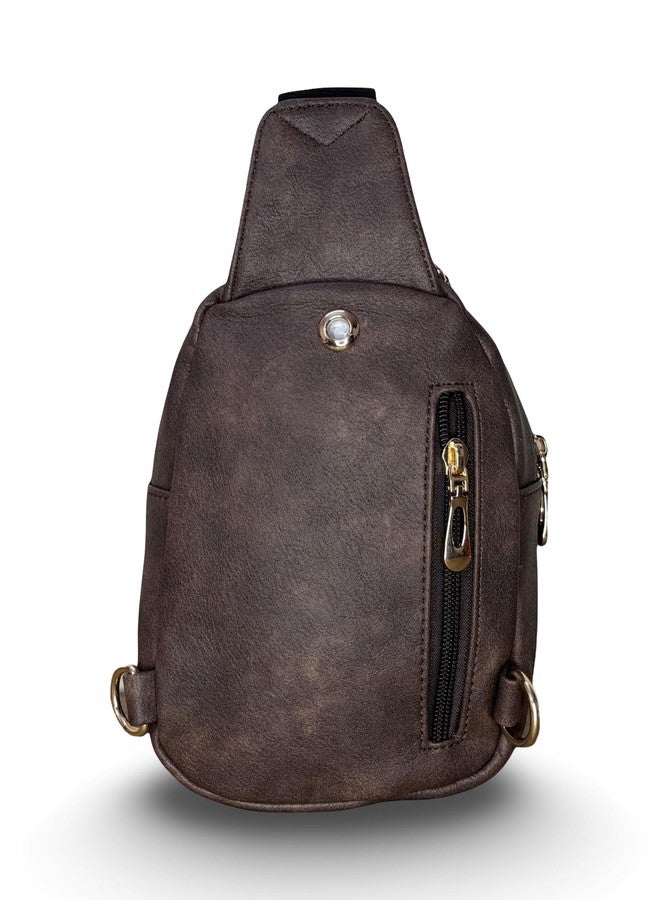 GLOSSY Designer Crossbody Chest Bag For Women | 3 Zip Compartments | Adjustable Strap | travel | Gift | Office | Casual Use (Brown) - Image 3